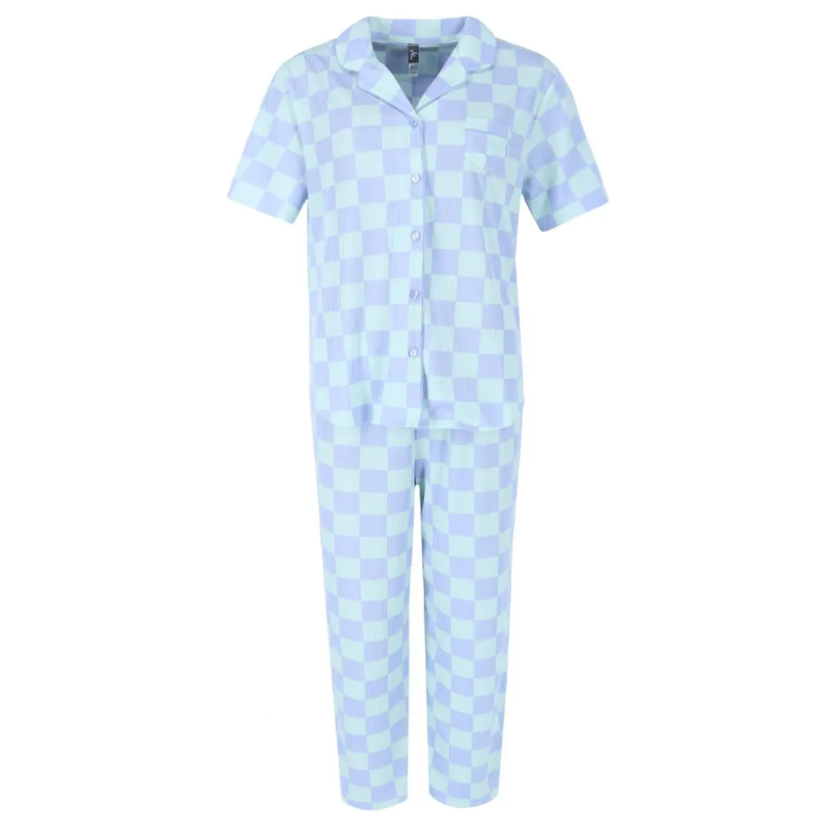 Women's Retro Notch Collar Short Sleeve Capri Set