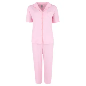 Women's Retro Notch Collar Short Sleeve Capri Set