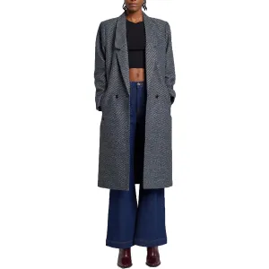 Womens Striped Polyester Long Coat