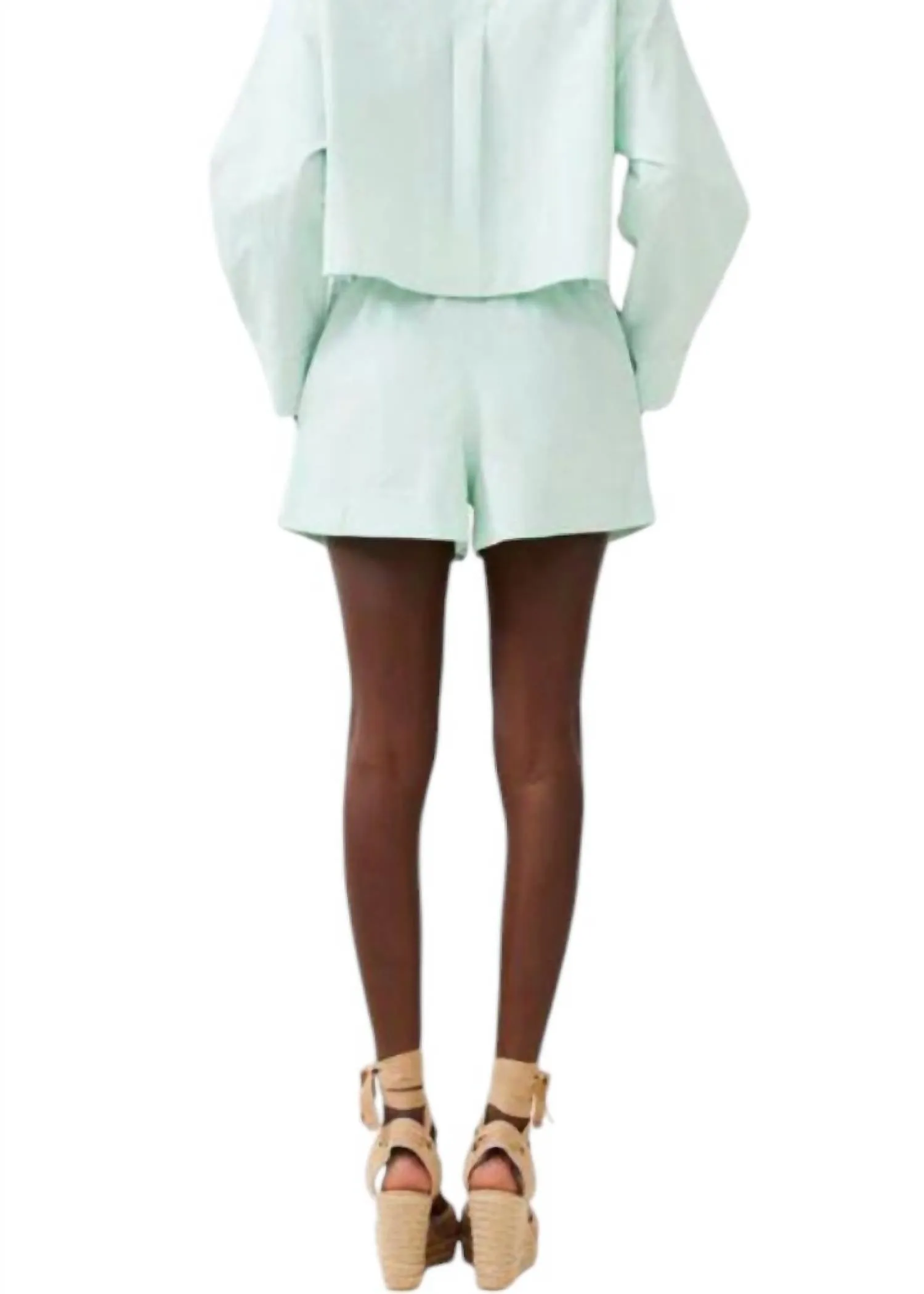 Woven Shirting Shorts In Subtle Green