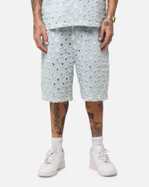 XXIII Lace Textured Denim Jorts Light Blue