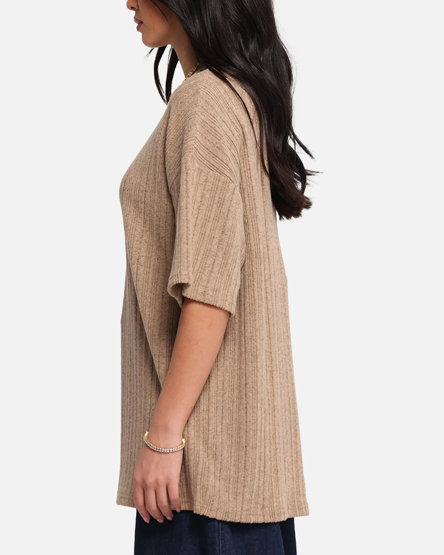 XXIII Rib Knit T-Shirt Tan Marle