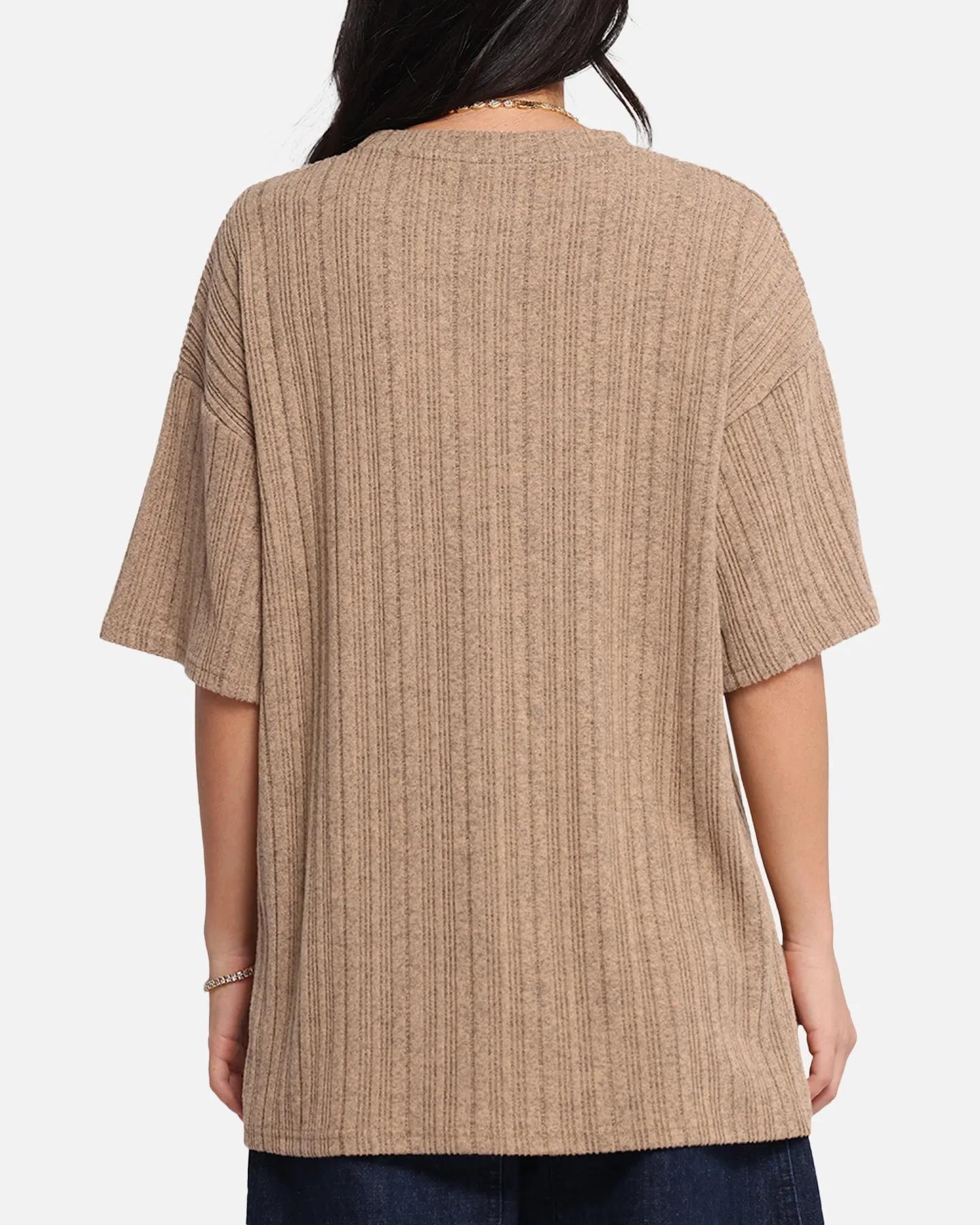XXIII Rib Knit T-Shirt Tan Marle