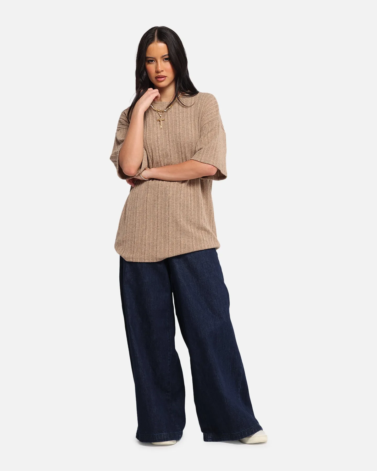 XXIII Rib Knit T-Shirt Tan Marle