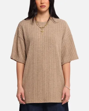 XXIII Rib Knit T-Shirt Tan Marle