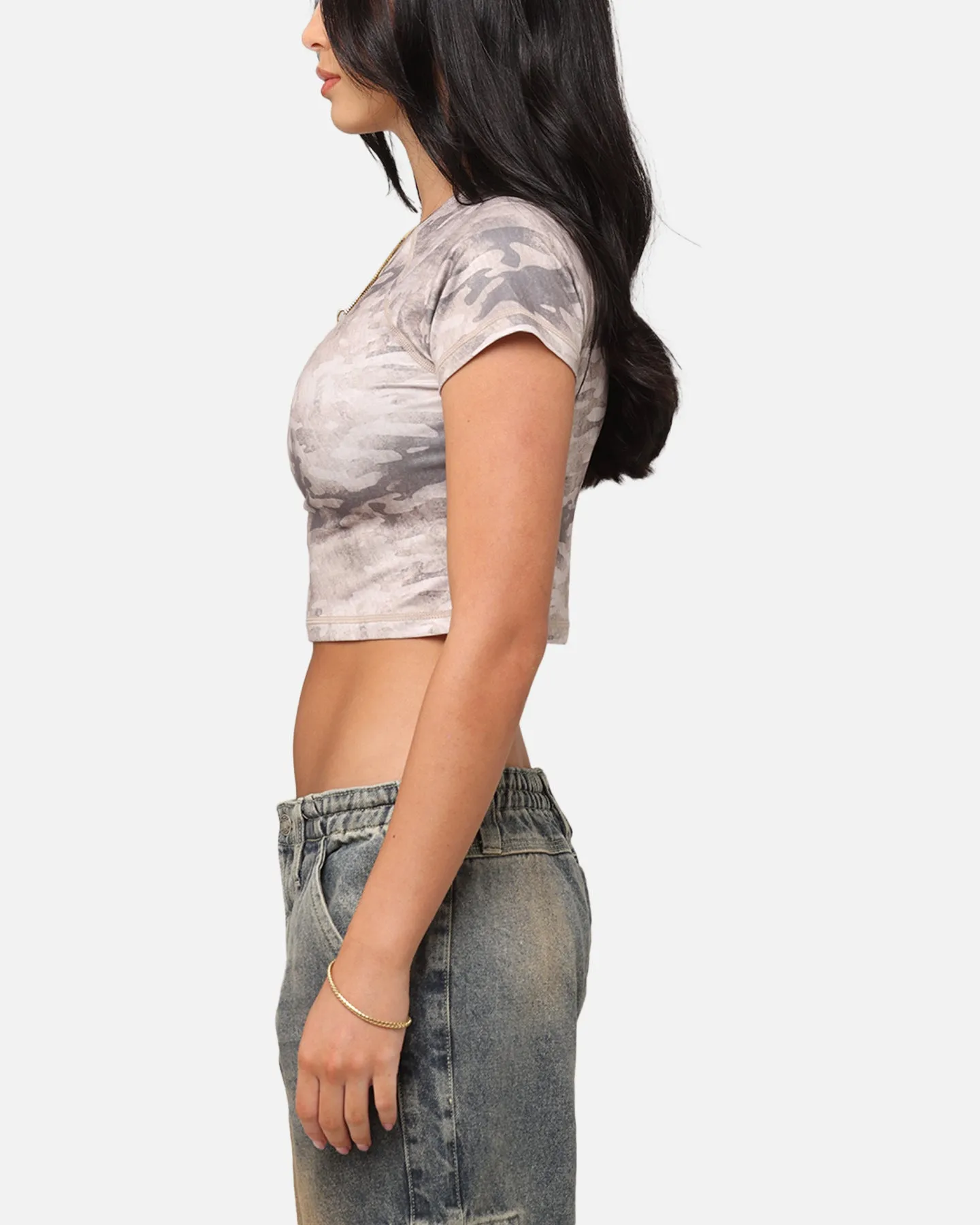 XXIII Women's Boiler Room Crop T-Shirt Desert Camo