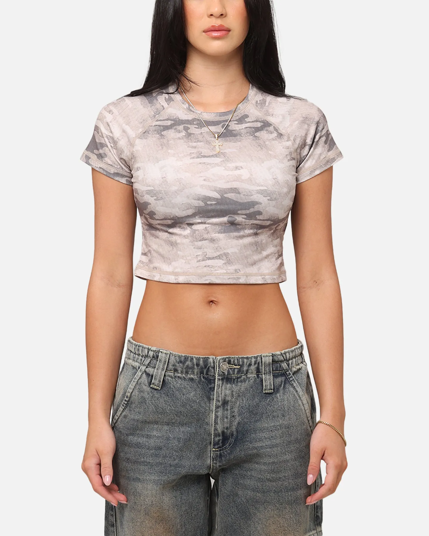 XXIII Women's Boiler Room Crop T-Shirt Desert Camo
